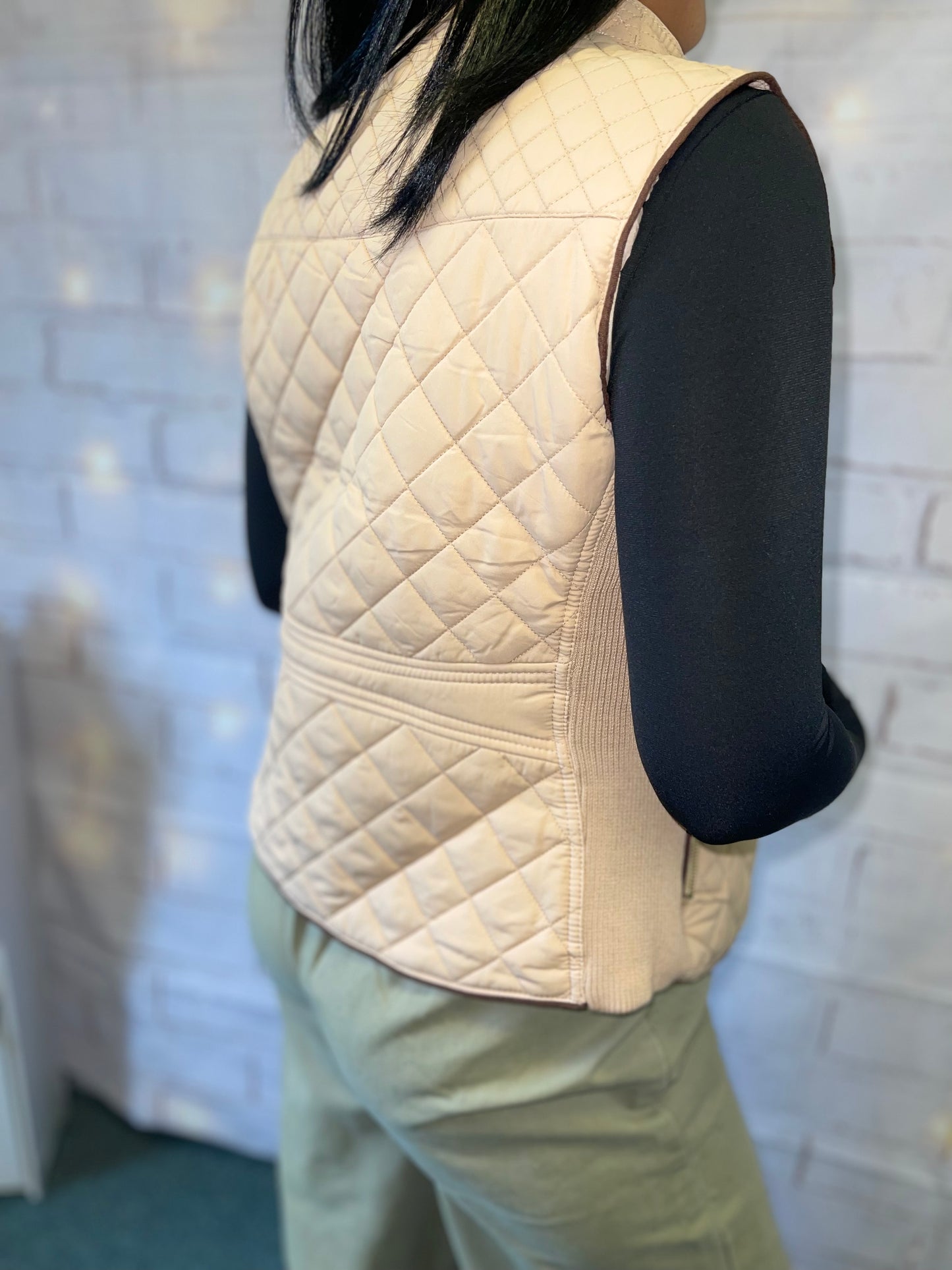 taupe quilted vest