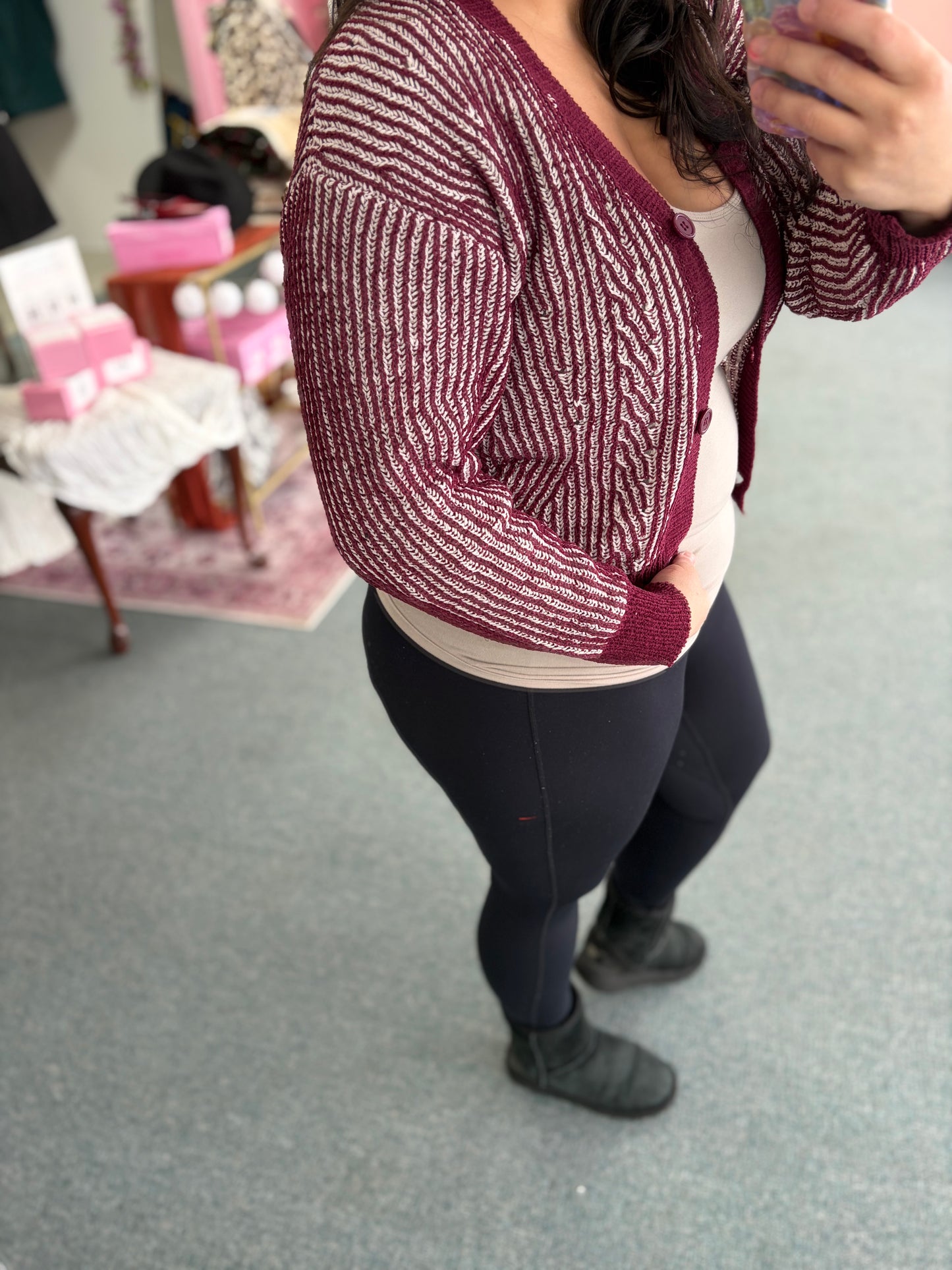 Raspberry Meadow Knitted Cardigan