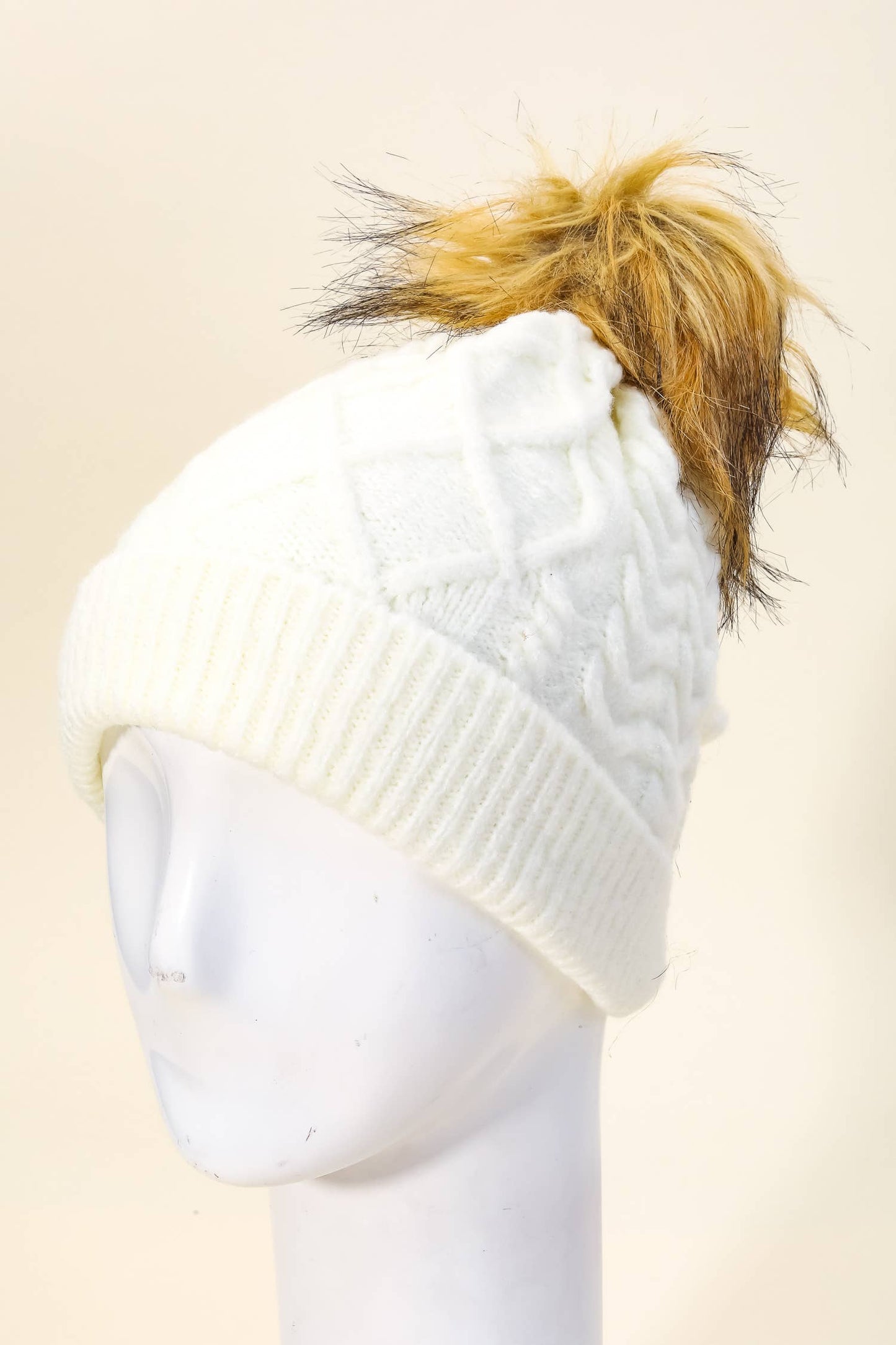Sugar Snow Cable Knit Beanie