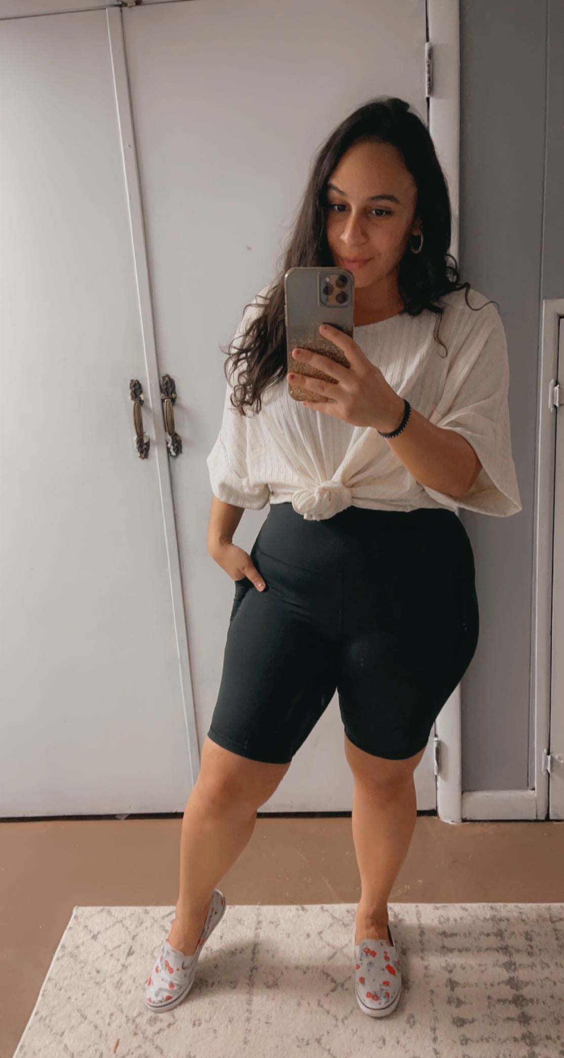 black biker shorts with pockets