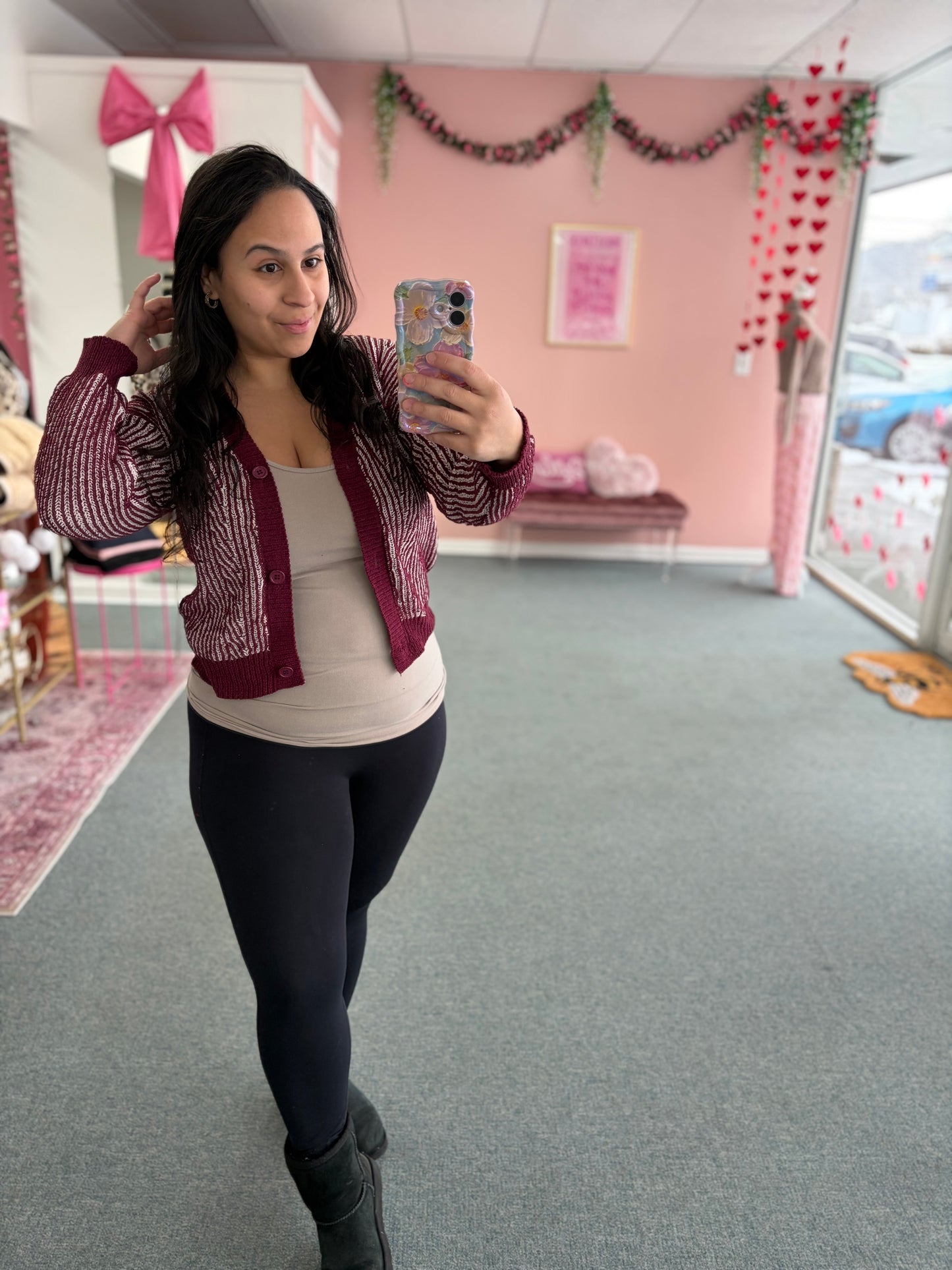 Raspberry Meadow Knitted Cardigan