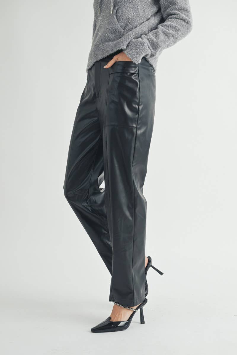 Blackberry Lane Faux Leather Straight-Leg Pants