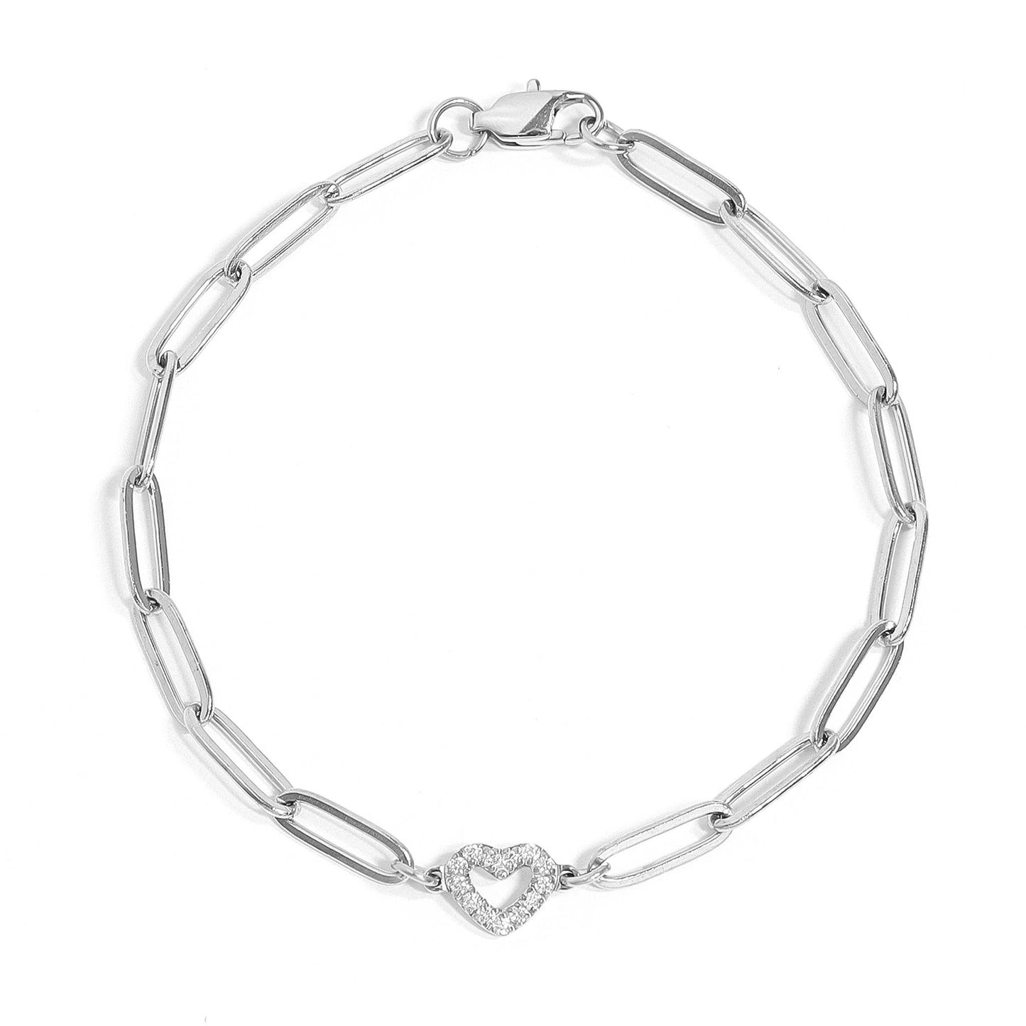 Sweetheart Stainless Steel Paperclip Bracelet