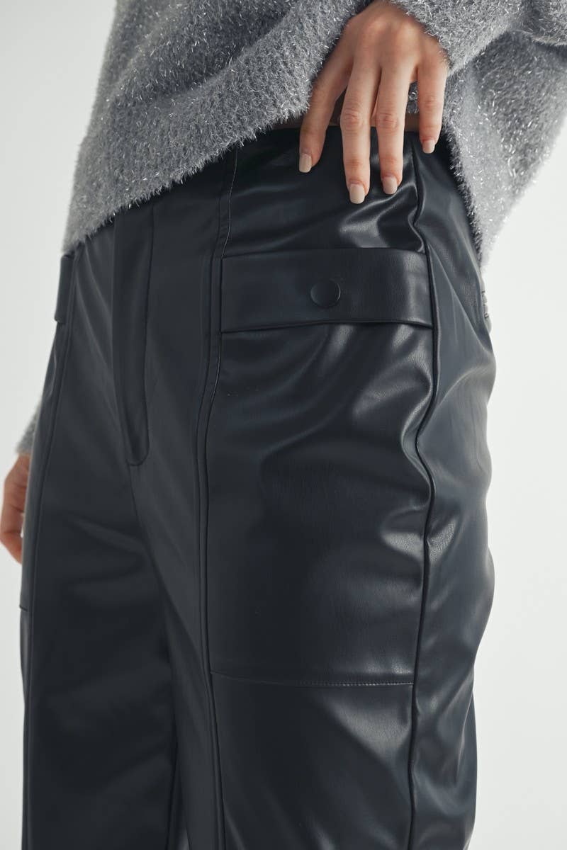Blackberry Lane Faux Leather Straight-Leg Pants