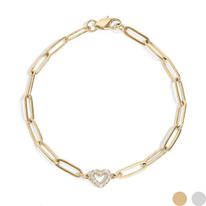 Sweetheart Stainless Steel Paperclip Bracelet