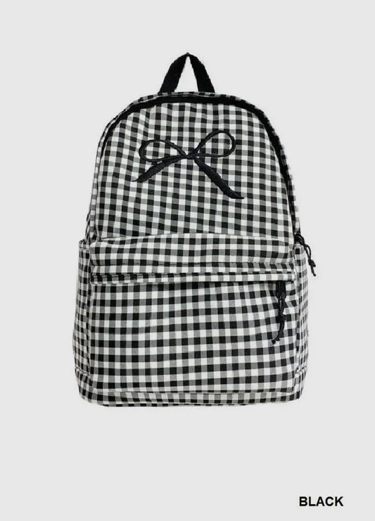 Sweet Bow Checkered Backpack