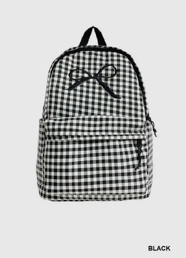 Sweet Bow Checkered Backpack
