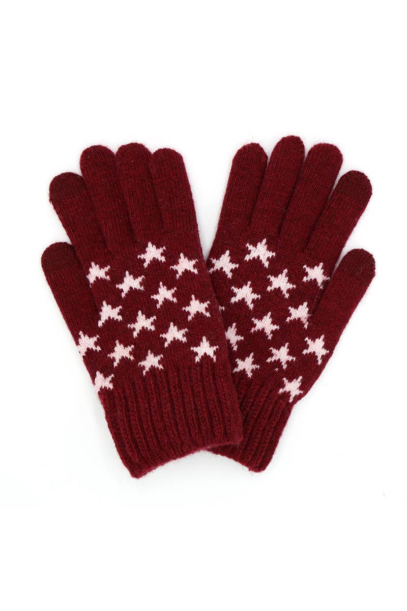 Winter Wine Star Print Smart Gloves