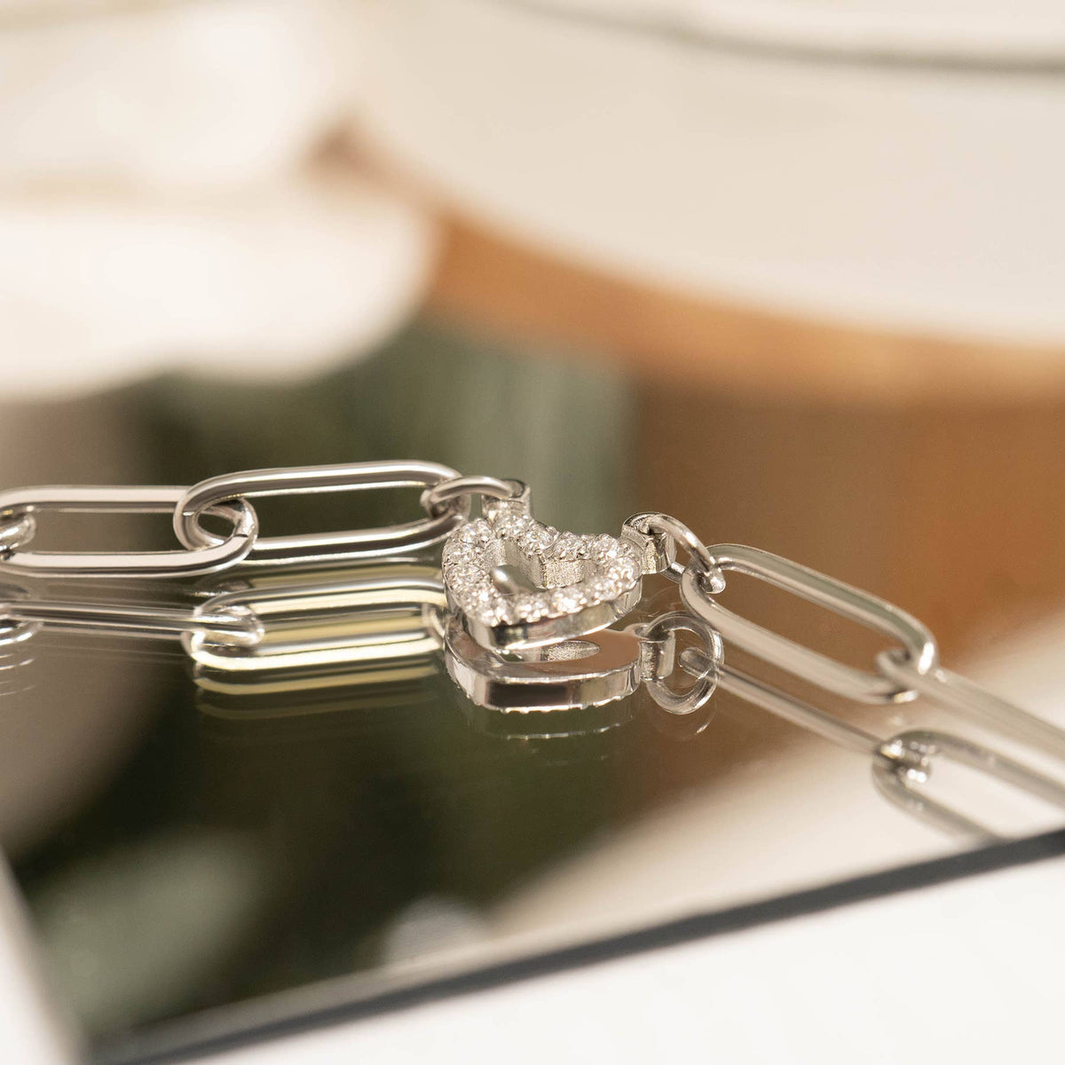 Sweetheart Stainless Steel Paperclip Bracelet