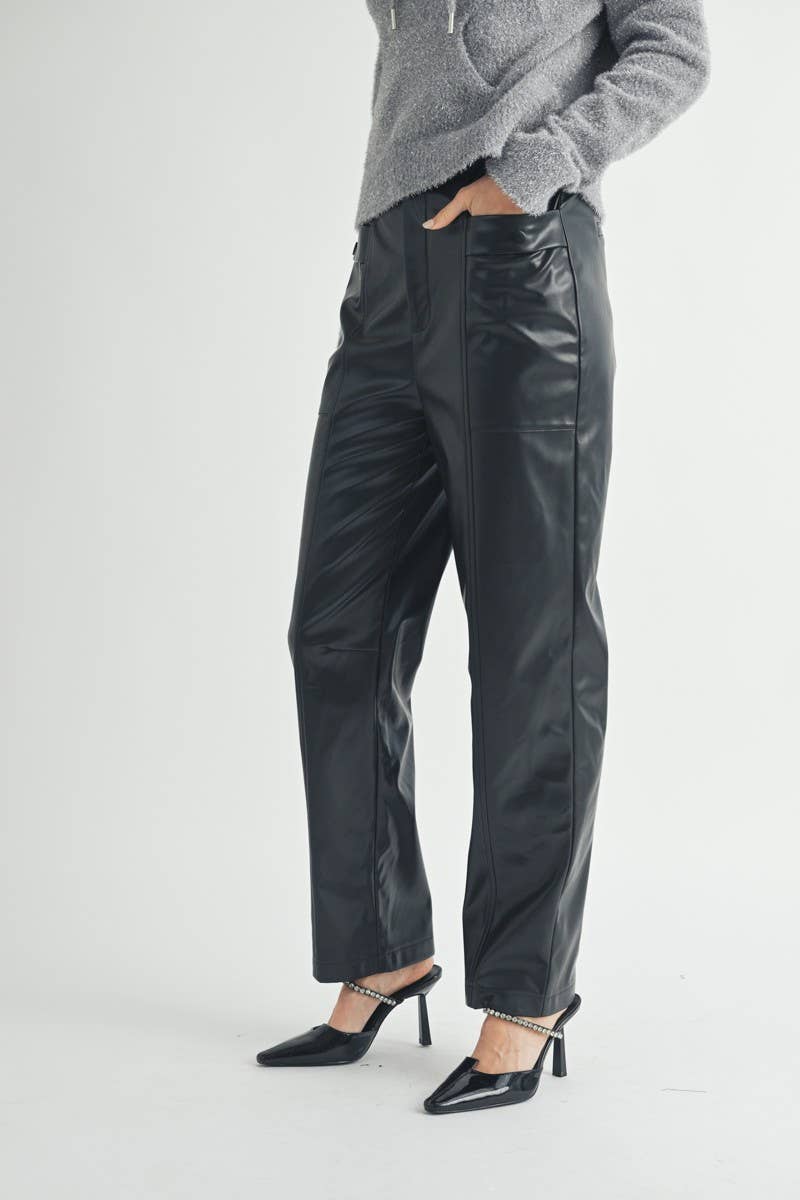 Blackberry Lane Faux Leather Straight-Leg Pants