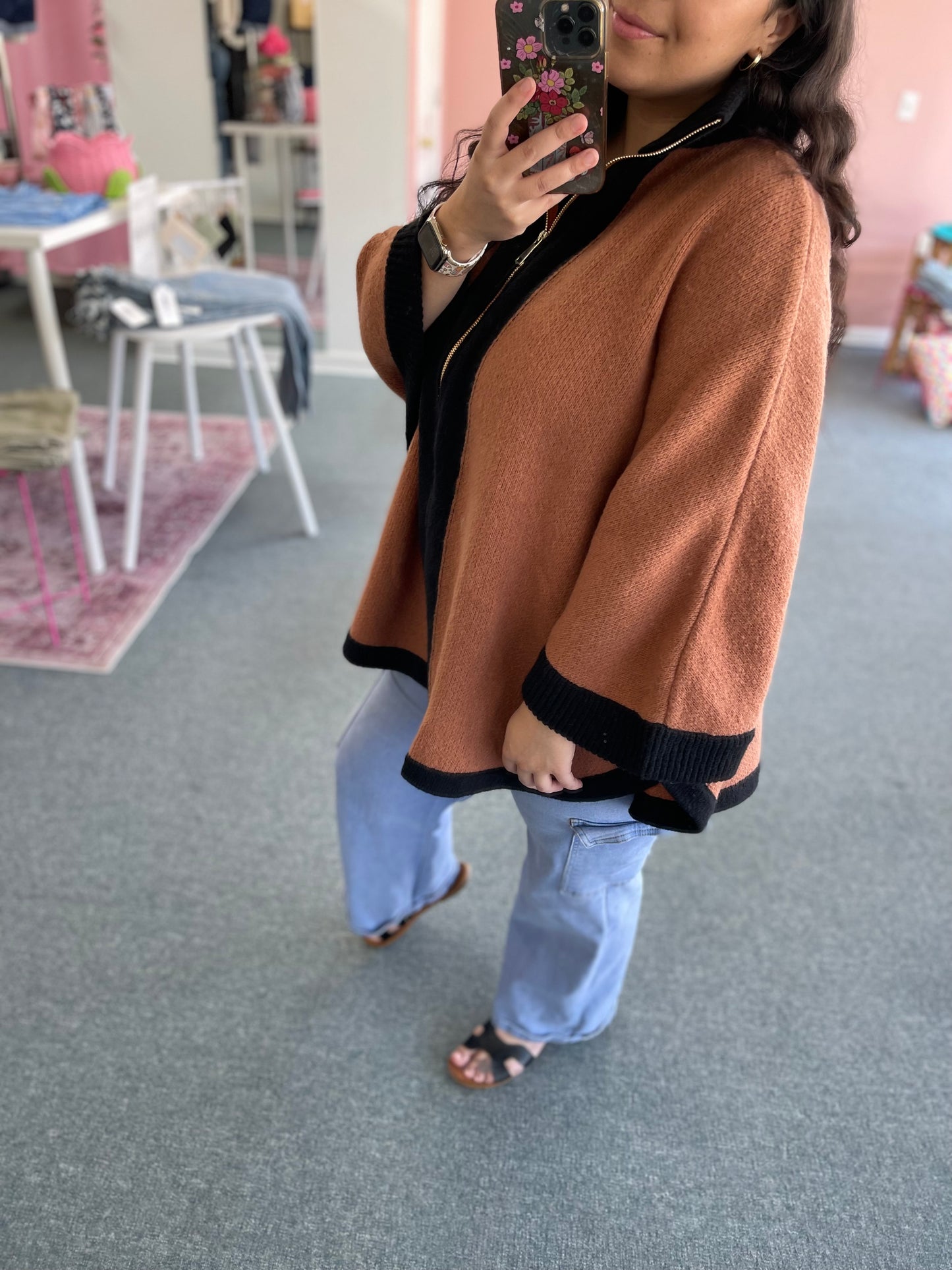 The Bordeaux Zip-Up Poncho