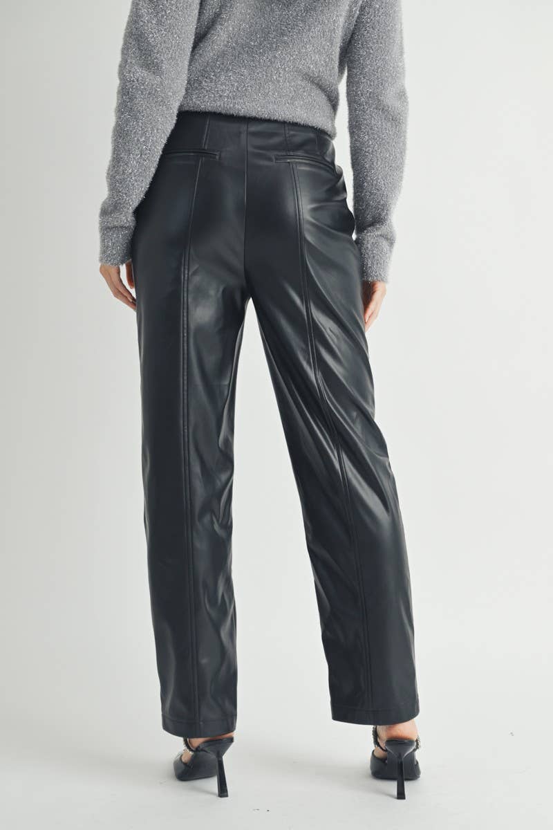 Blackberry Lane Faux Leather Straight-Leg Pants