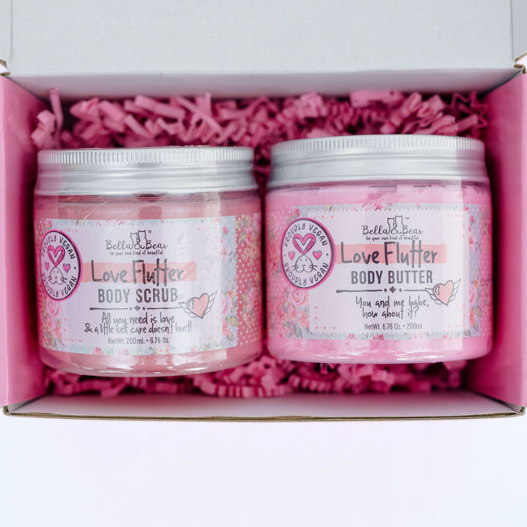 Love Flutter Gift Set | Body Scrub | Body Butter | Women