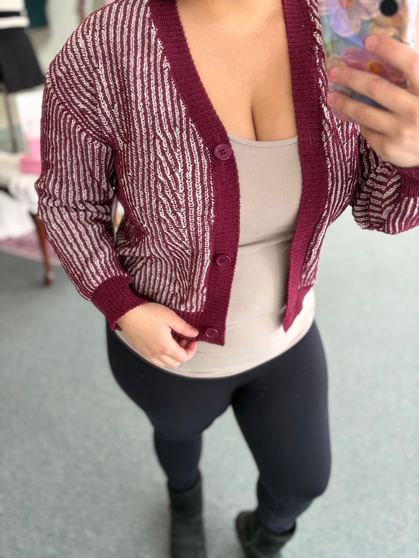 Raspberry Meadow Knitted Cardigan