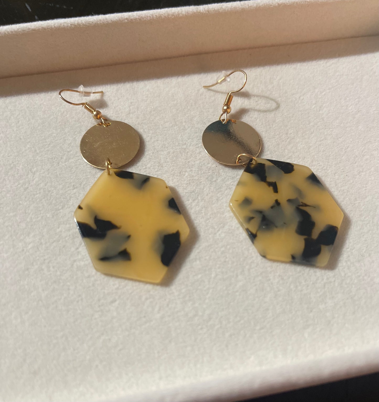 Golden Tortoiseshell Dangle Earrings