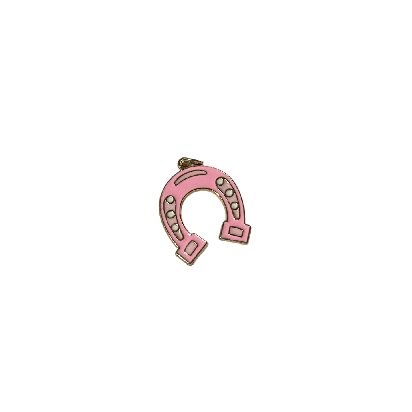 Horseshoe Charm - Pink and White