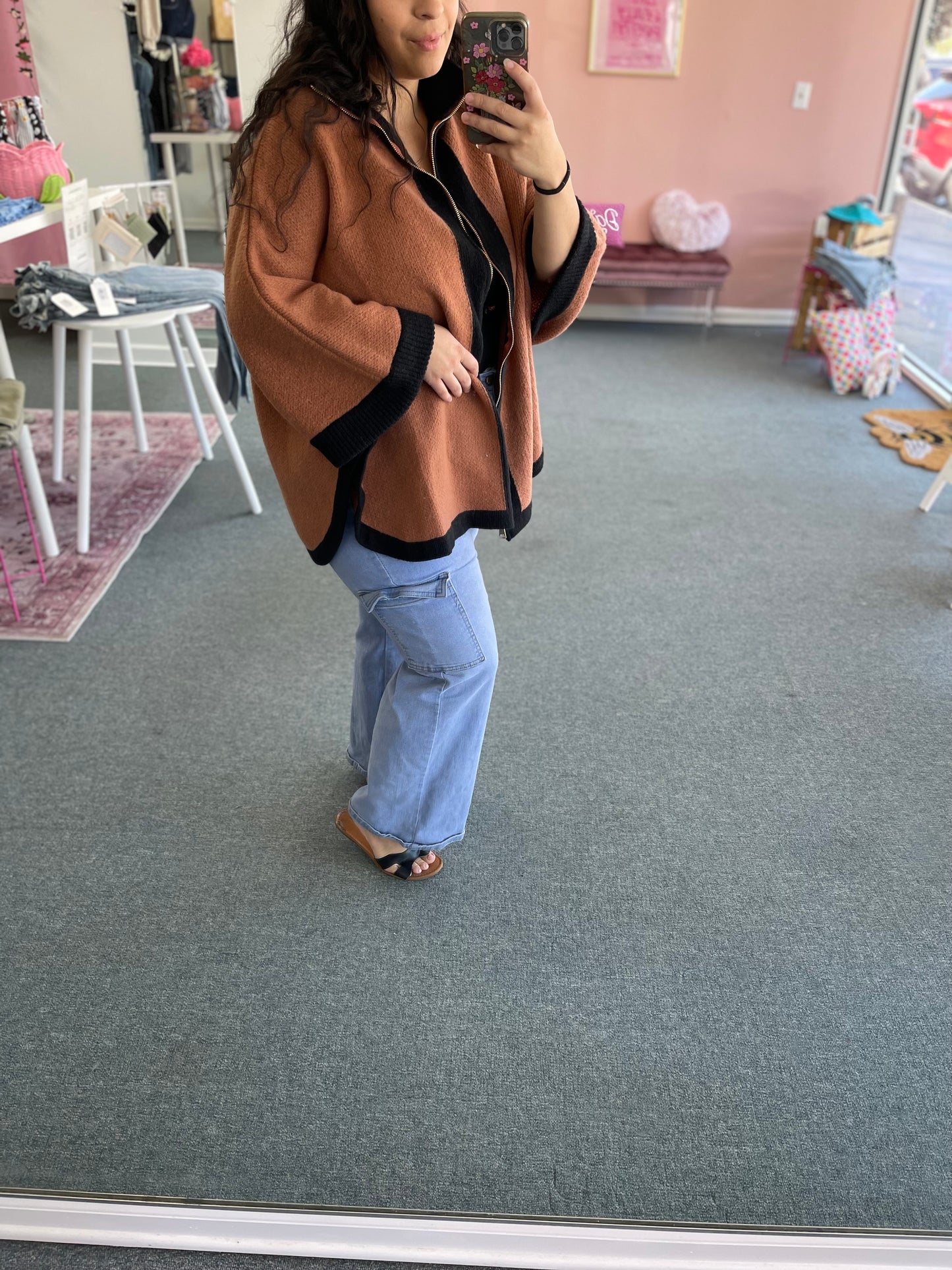 The Bordeaux Zip-Up Poncho
