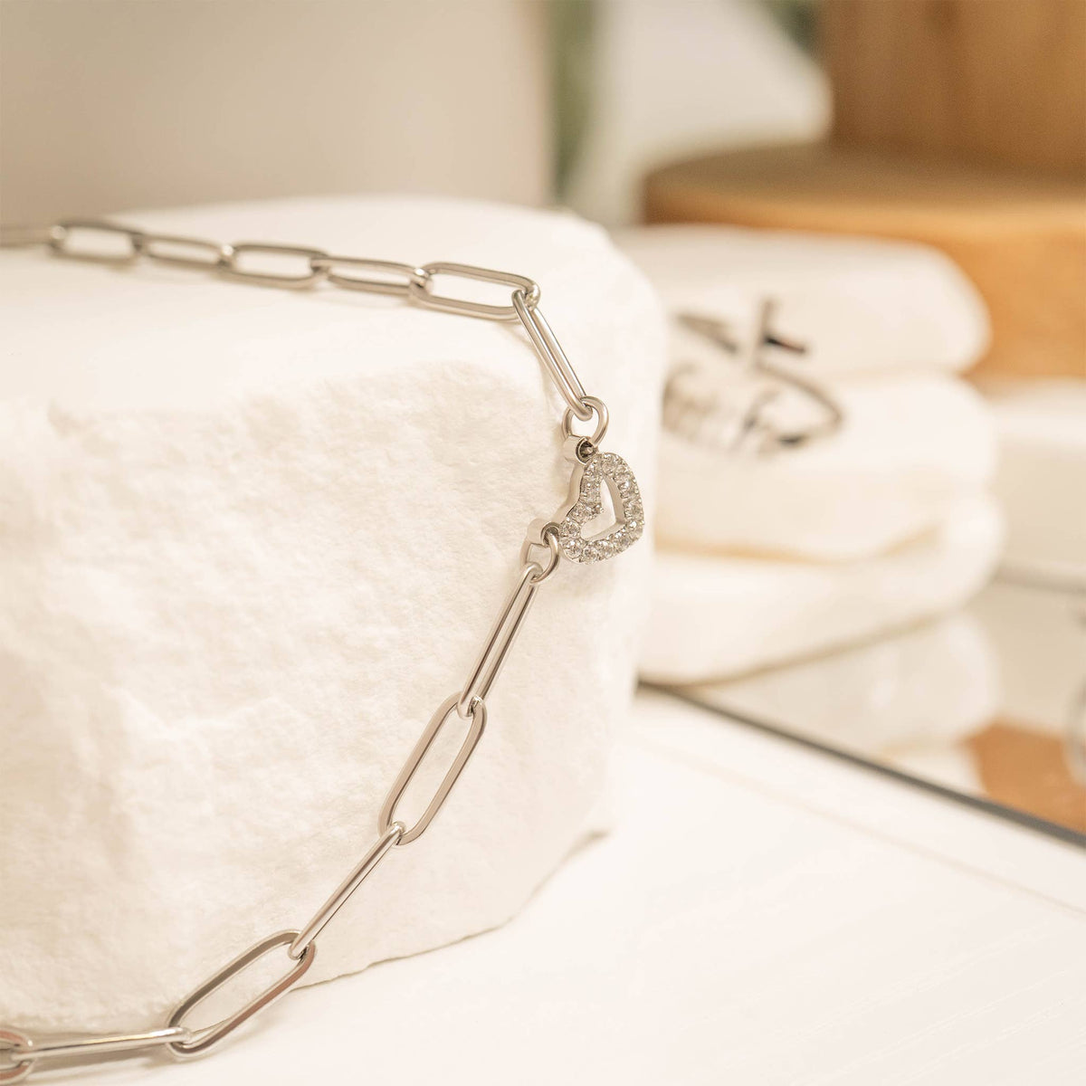 Sweetheart Stainless Steel Paperclip Bracelet