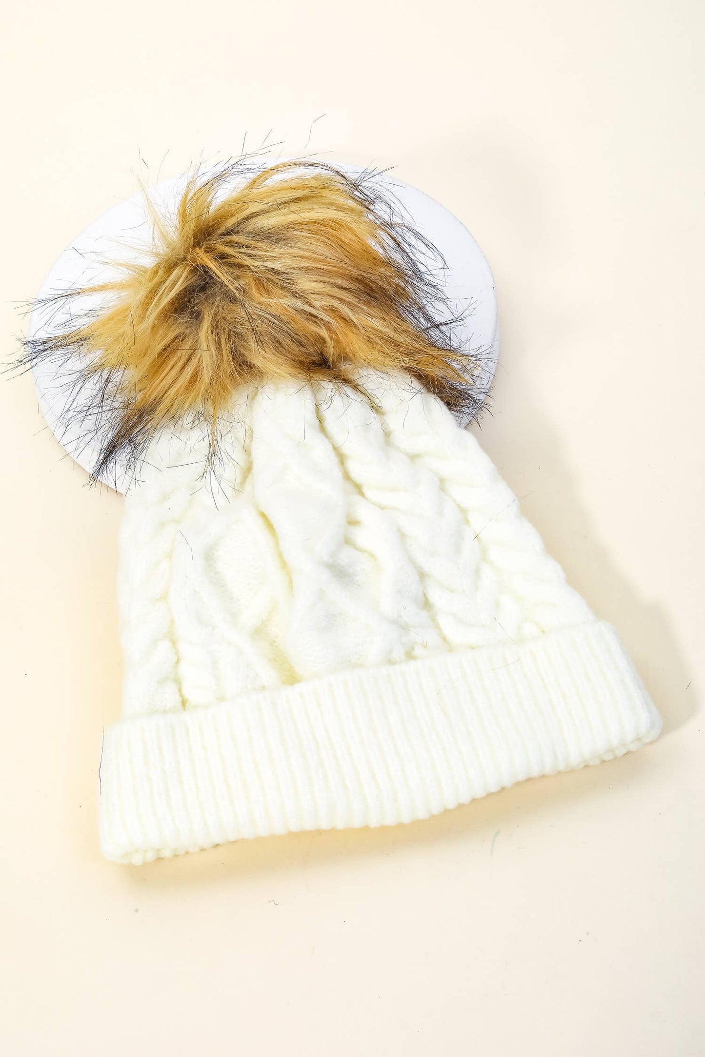 Sugar Snow Cable Knit Beanie