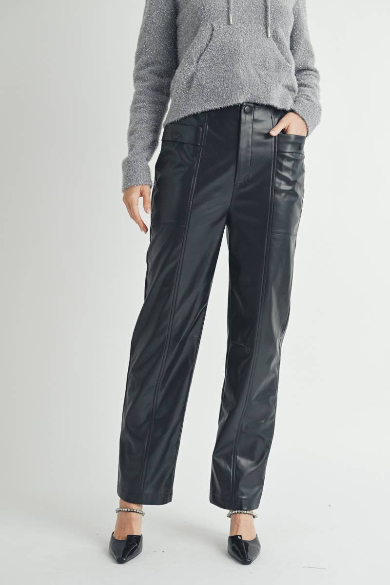 Blackberry Lane Faux Leather Straight-Leg Pants