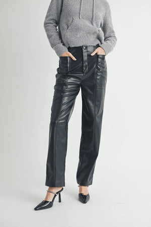 Blackberry Lane Faux Leather Straight-Leg Pants