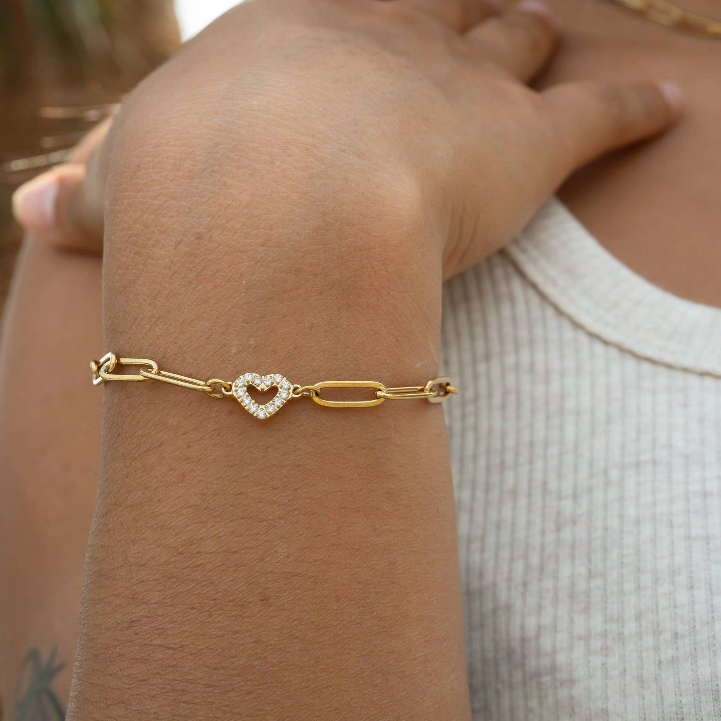 Sweetheart Stainless Steel Paperclip Bracelet
