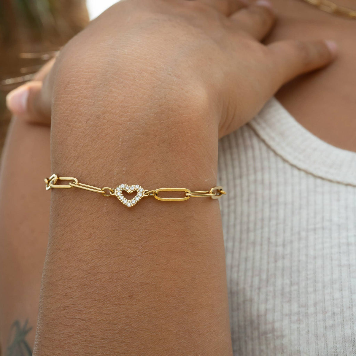 Sweetheart Stainless Steel Paperclip Bracelet